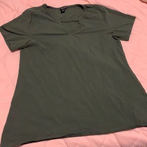 Olive green T-shirt with keyhole cut out